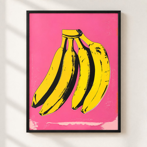 Banana pop art print pink - art,